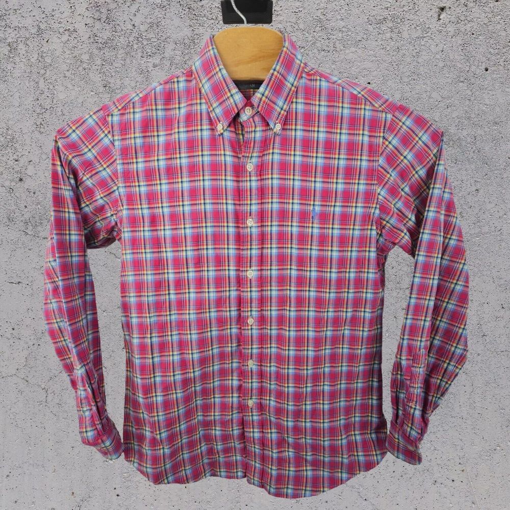 Vintage Ralph Lauren Multi‎ Plaid Shirt Size Medium Lined Button Down Western